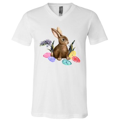 Easter Bunny Egg Spring Holiday Cute V-Neck T-Shirt