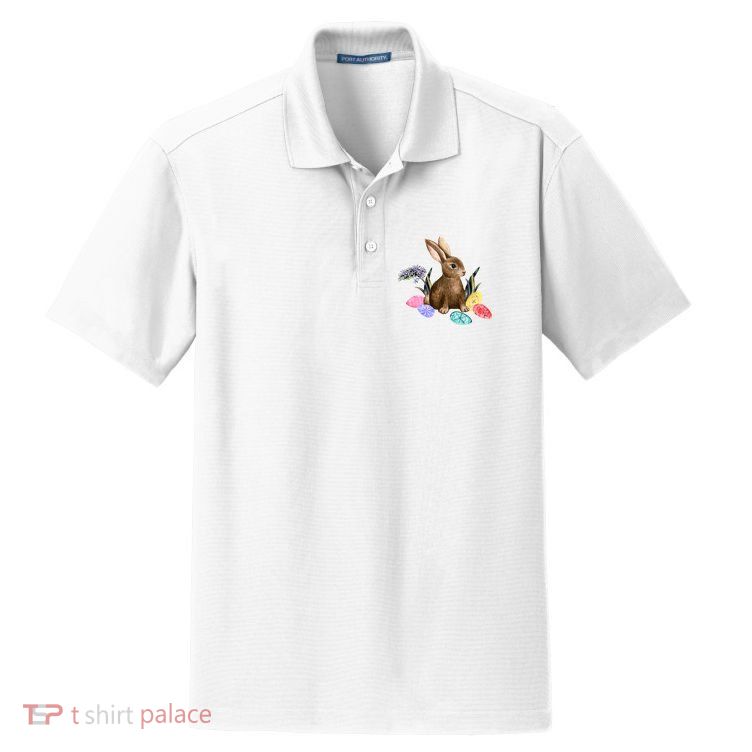 Easter Bunny Egg Spring Holiday Cute Dry Zone Grid Polo