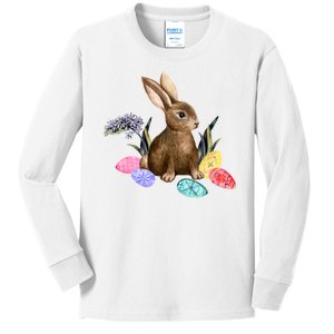 Easter Bunny Egg Spring Holiday Cute Kids Long Sleeve Shirt