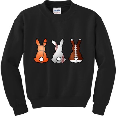 Easter Bunny Football Basketball Baseball Sports Fan Kids Sweatshirt