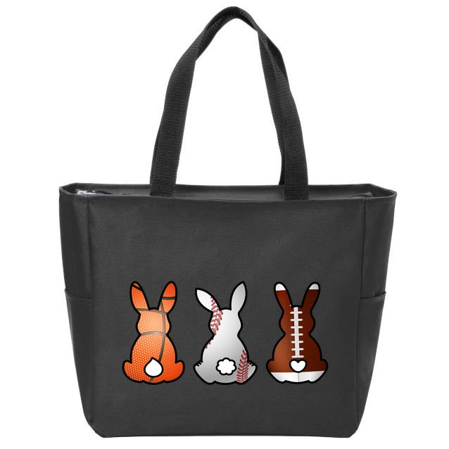 Easter Bunny Football Basketball Baseball Sports Fan Zip Tote Bag