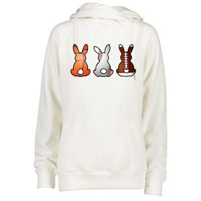 Easter Bunny Football Basketball Baseball Sports Fan Womens Funnel Neck Pullover Hood