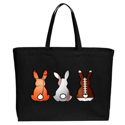 Easter Bunny Football Basketball Baseball Sports Fan Cotton Canvas Jumbo Tote