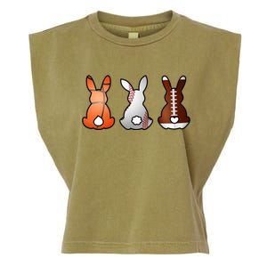 Easter Bunny Football Basketball Baseball Sports Fan Garment-Dyed Women's Muscle Tee