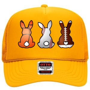 Easter Bunny Football Basketball Baseball Sports Fan High Crown Mesh Back Trucker Hat