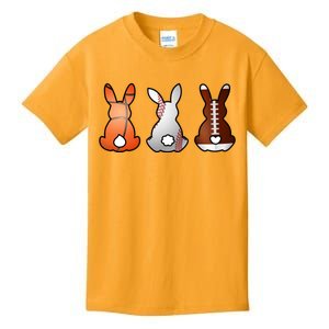 Easter Bunny Football Basketball Baseball Sports Fan Kids T-Shirt