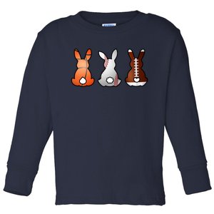 Easter Bunny Football Basketball Baseball Sports Fan Toddler Long Sleeve Shirt