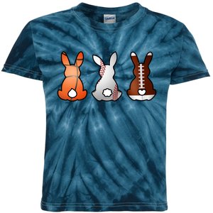 Easter Bunny Football Basketball Baseball Sports Fan Kids Tie-Dye T-Shirt