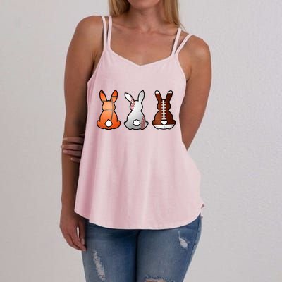 Easter Bunny Football Basketball Baseball Sports Fan Women's Strappy Tank