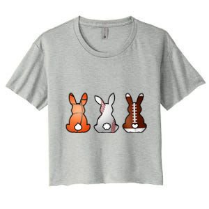 Easter Bunny Football Basketball Baseball Sports Fan Women's Crop Top Tee