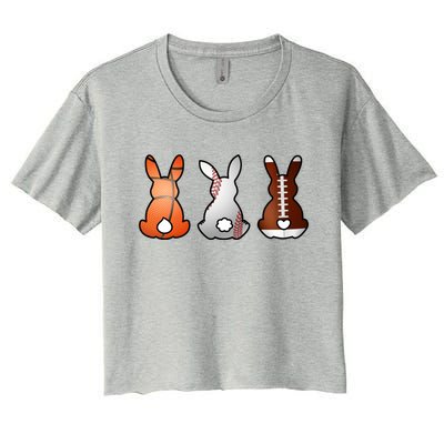 Easter Bunny Football Basketball Baseball Sports Fan Women's Crop Top Tee