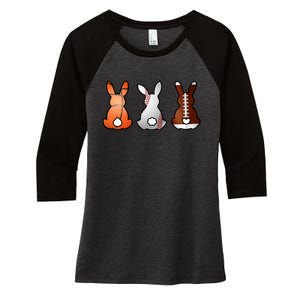 Easter Bunny Football Basketball Baseball Sports Fan Women's Tri-Blend 3/4-Sleeve Raglan Shirt