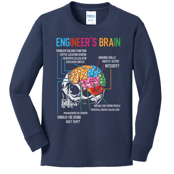 Engineers Brain Funny Engineering Games Process Engineer Kids Long Sleeve Shirt