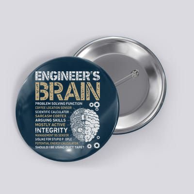 Engineers Brain Funny Process Engineer Men Engineering Gift Button