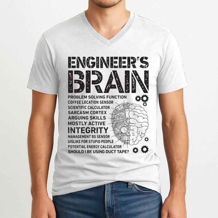 Engineers Brain Funny Process Engineer Men Engineering Gift V-Neck T-Shirt