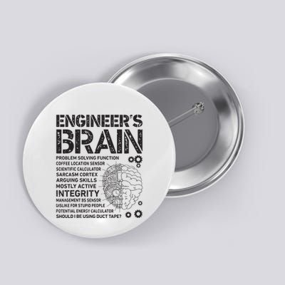 Engineers Brain Funny Process Engineer Men Engineering Gift Button