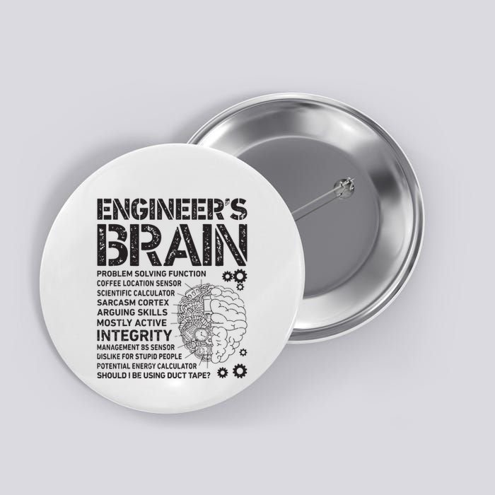 Engineers Brain Funny Process Engineer Men Engineering Gift Button
