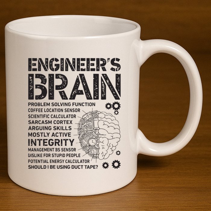 Engineers Brain Funny Process Engineer Men Engineering Gift 11oz C Handle Ceramic Mug