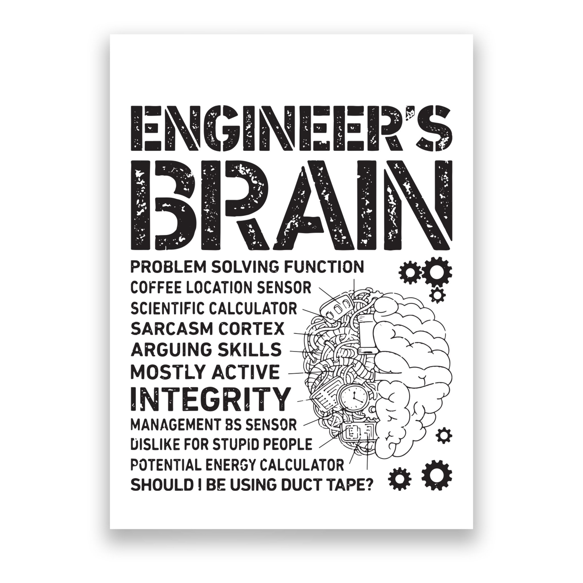 Engineers Brain Funny Process Engineer Men Engineering Gift Poster