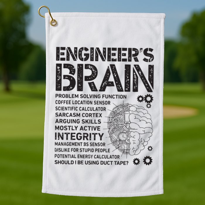 Engineers Brain Funny Process Engineer Men Engineering Gift Golf Towel