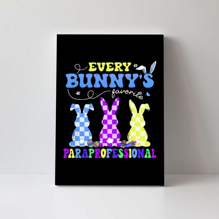 Every BunnyS Favorite Paraprofessional Groovy Easter Rabbit Canvas