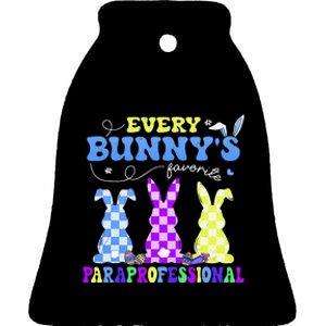 Every BunnyS Favorite Paraprofessional Groovy Easter Rabbit Ceramic Bell Ornament