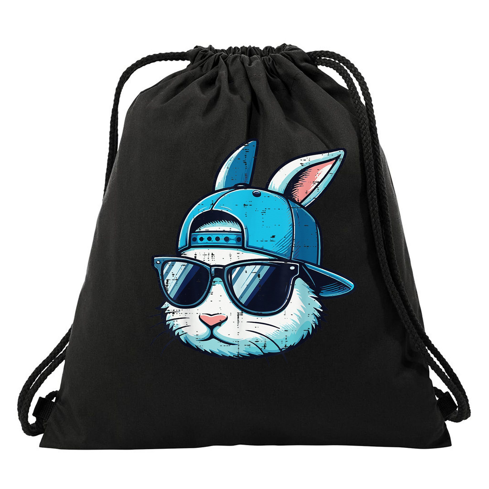 Easter Bunny Face Baseball Cap Sunglasses Rabbit Drawstring Bag