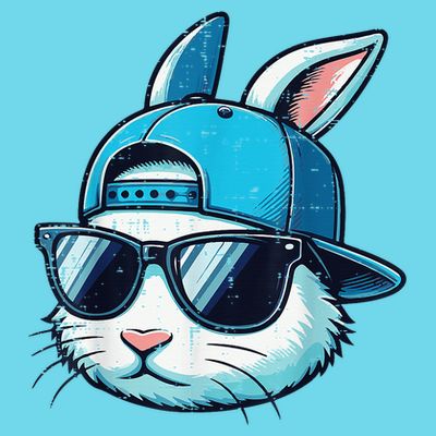 Easter Bunny Face Baseball Cap Sunglasses Rabbit T-Shirt