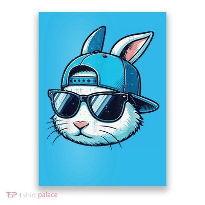 Easter Bunny Face Baseball Cap Sunglasses Rabbit Poster