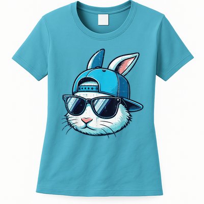 Easter Bunny Face Baseball Cap Sunglasses Rabbit Womens T-Shirt