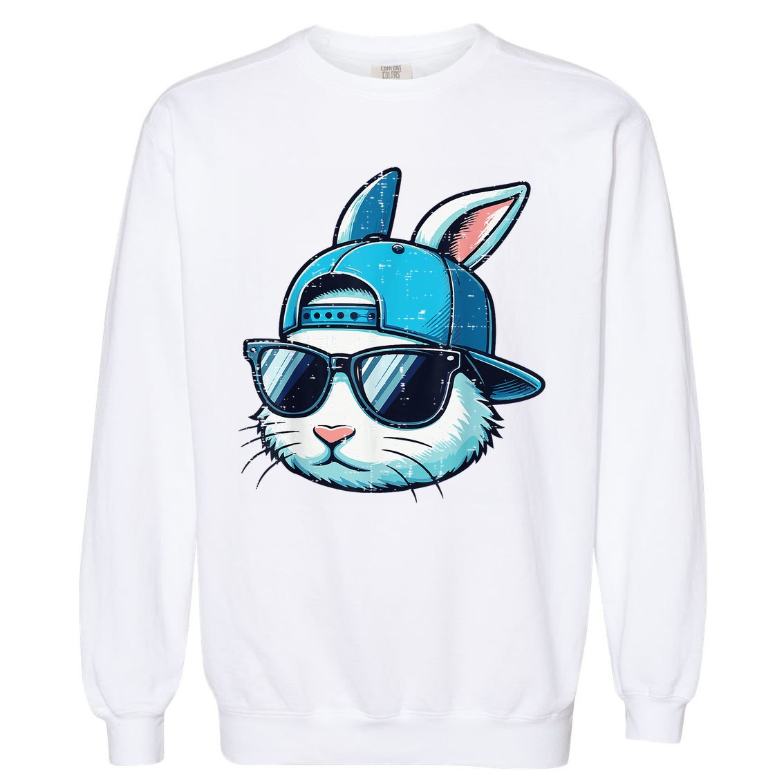 Easter Bunny Face Baseball Cap Sunglasses Rabbit Garment-Dyed Sweatshirt