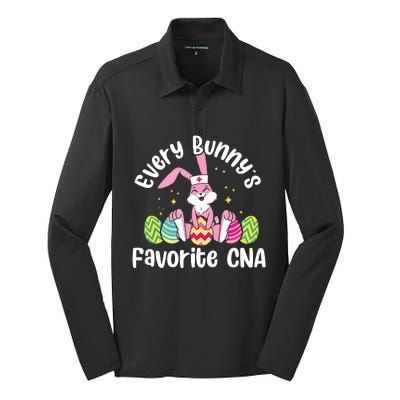 Everybody Bunnys Favorite Cna Cute Easter Day Nurse Silk Touch Performance Long Sleeve Polo