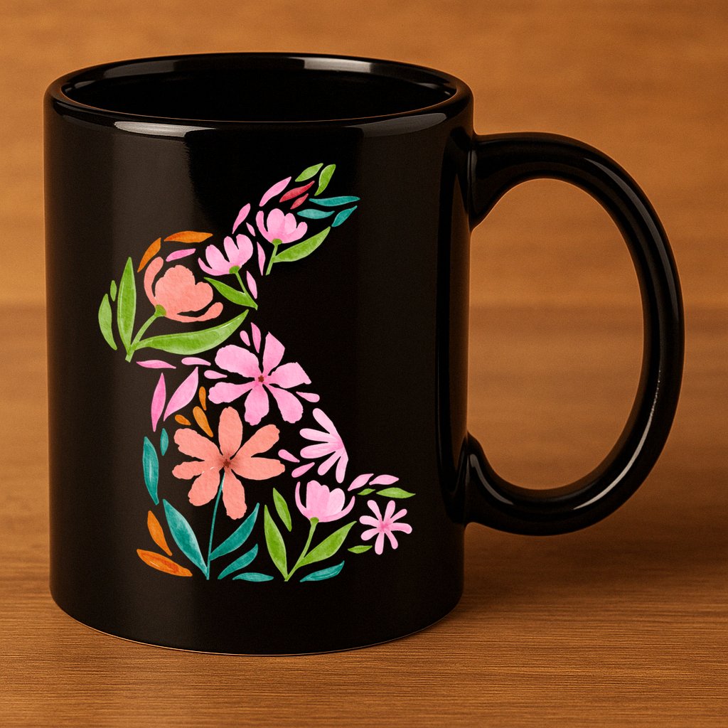 Easter Bunny Flower Holiday 11oz C Handle Ceramic Mug