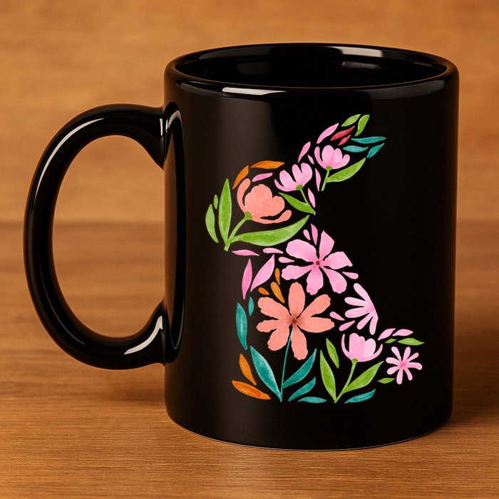 Easter Bunny Flower Holiday 11oz C Handle Ceramic Mug