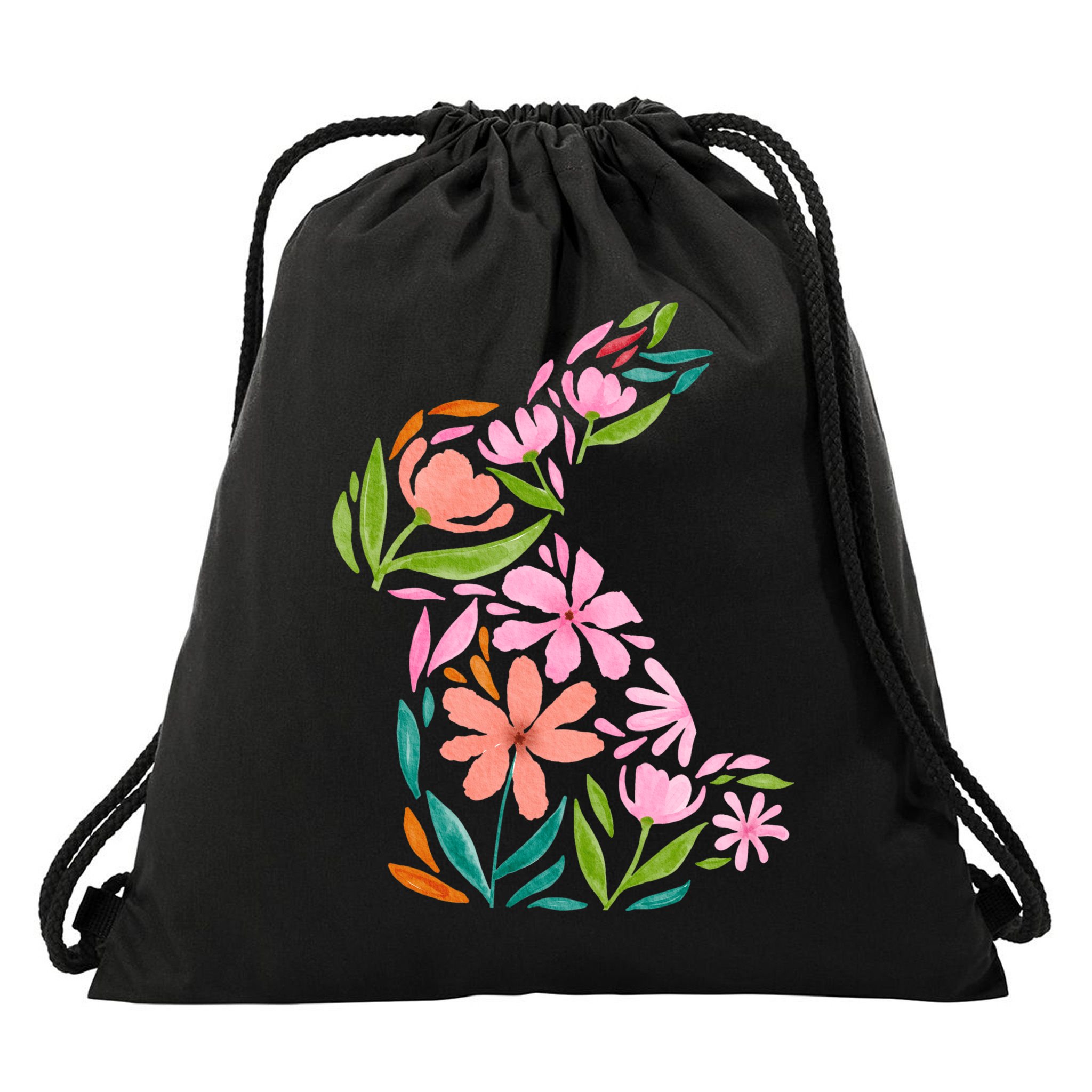 Easter Bunny Flower Holiday Drawstring Bag