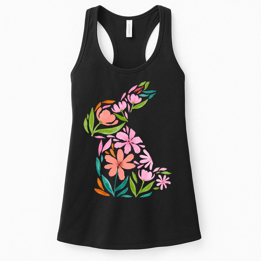 Easter Bunny Flower Holiday Womens Tank Top