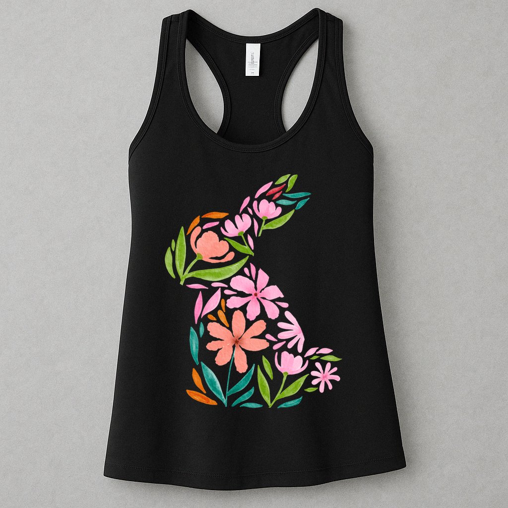 Easter Bunny Flower Holiday Womens Tank Top