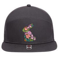 Easter Bunny Flower Holiday 7 Panel Mesh Trucker Snapback Hat