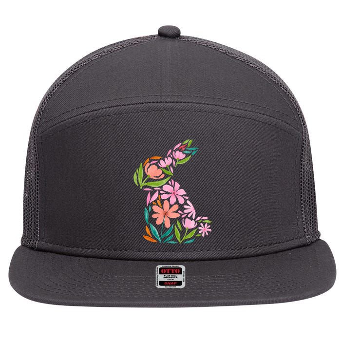 Easter Bunny Flower Holiday 7 Panel Mesh Trucker Snapback Hat