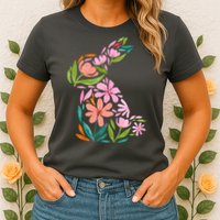 Easter Bunny Flower Holiday Womens T-Shirt
