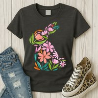 Easter Bunny Flower Holiday Womens T-Shirt