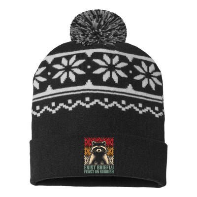 Exist Briefly Feast On Rubbish Raccoon USA-Made Snowflake Beanie