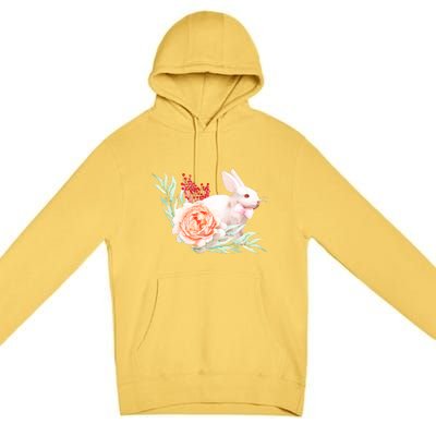 Easter Bunny Flower Spring Art Premium Pullover Hoodie