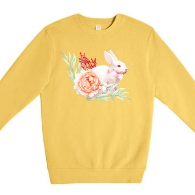 Easter Bunny Flower Spring Art Premium Crewneck Sweatshirt