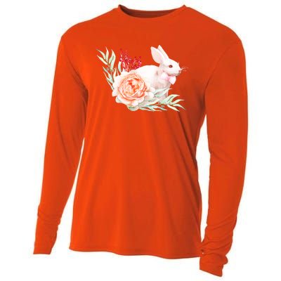 Easter Bunny Flower Spring Art Cooling Performance Long Sleeve Crew