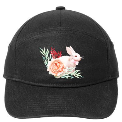 Easter Bunny Flower Spring Art 7-Panel Snapback Hat