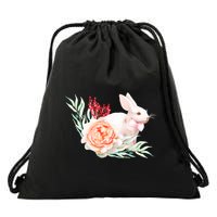 Easter Bunny Flower Spring Art Drawstring Bag
