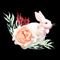 Easter Bunny Flower Spring Art Drawstring Bag
