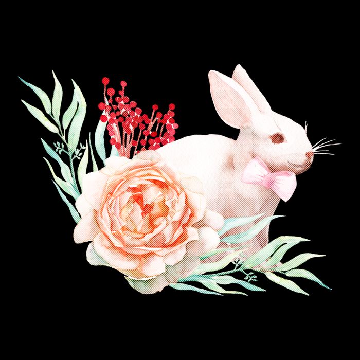 Easter Bunny Flower Spring Art Drawstring Bag