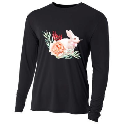 Easter Bunny Flower Spring Art Cooling Performance Long Sleeve Crew